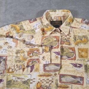 Vintage Eddie Bauer Shirt Womens Medium Animal Print Country Life Nature 90s‎